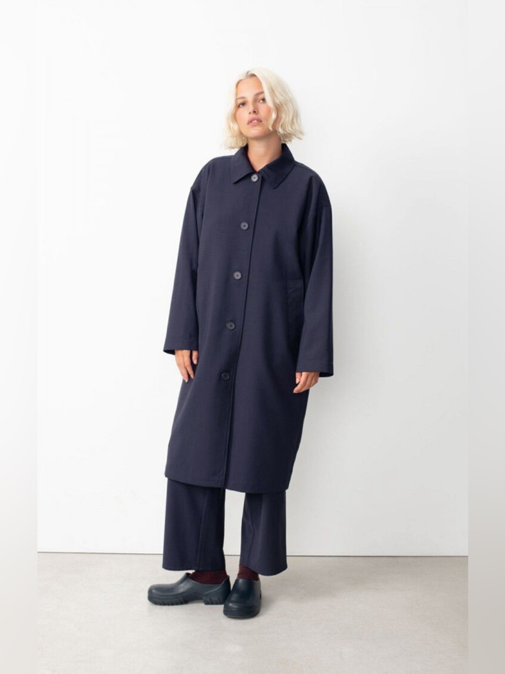 American Vintage Women’s Trench Doacity‎ Coat Navy size M/L Lagenlook NWT